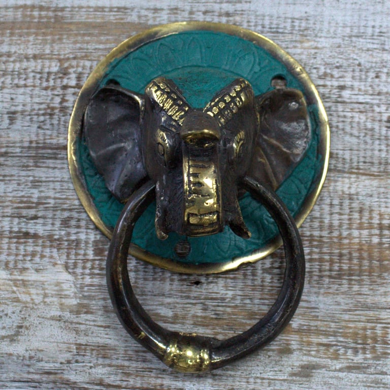 Brass Elephant Head Door Knocker - Elegant Home Decor Accessory