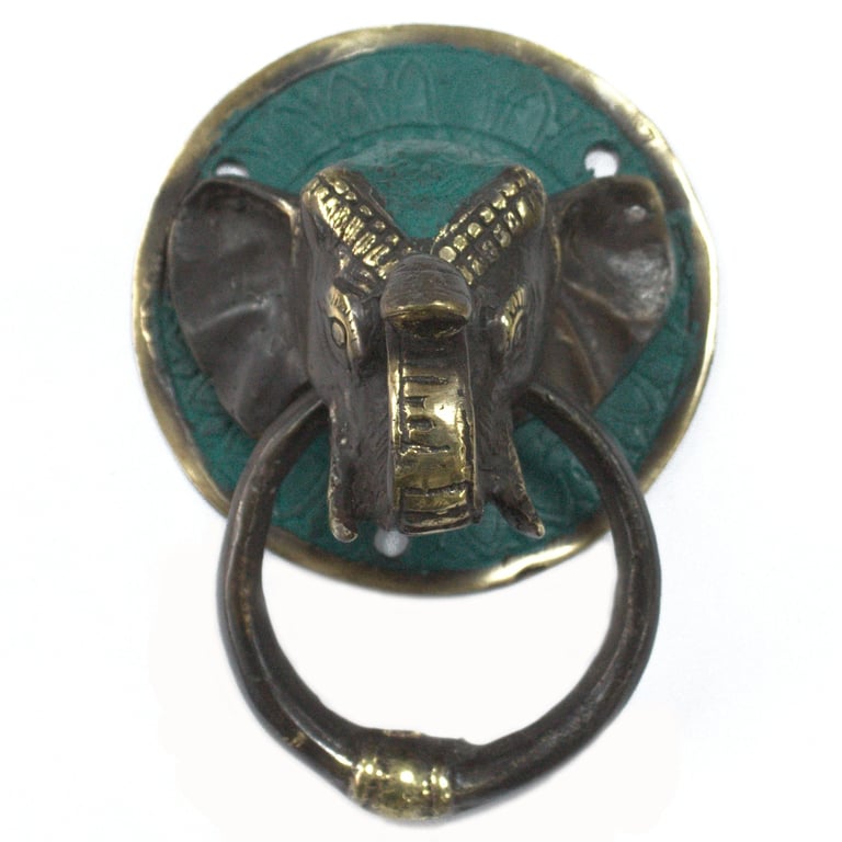 Brass Elephant Head Door Knocker - Elegant Home Decor Accessory