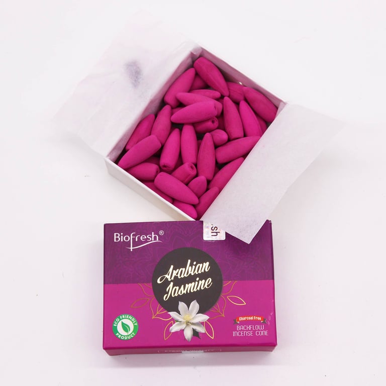 Biofresh Backflow Incense Cones - Natural Arabian Jasmine Fragrance