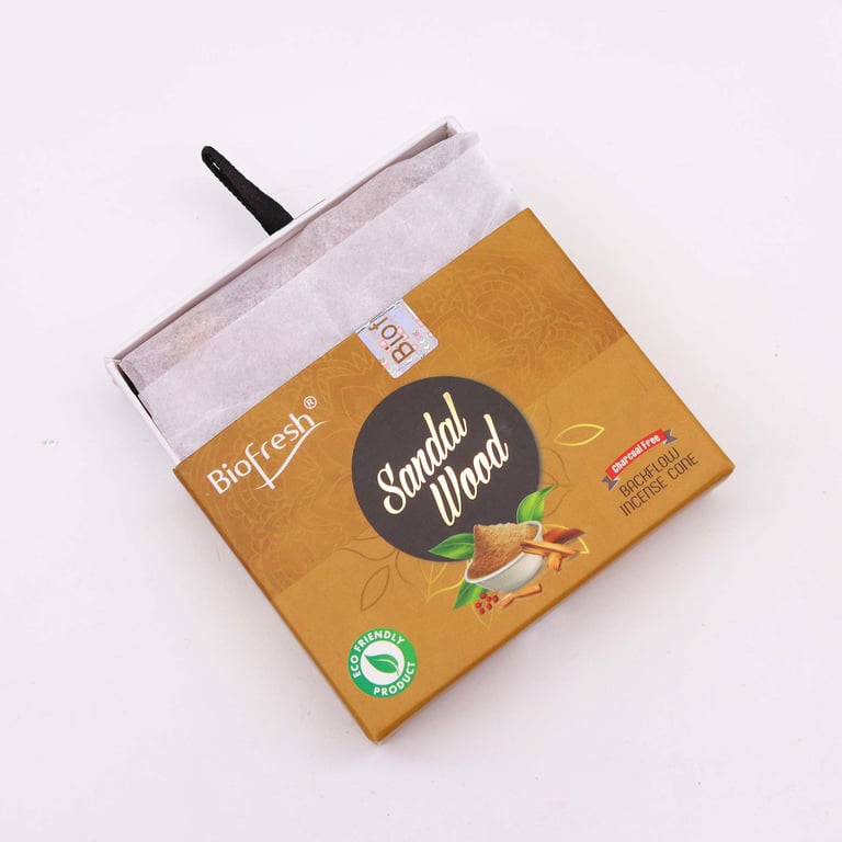 Biofresh Natural Sandalwood Backflow Incense Cones - Aromatic and Long-lasting