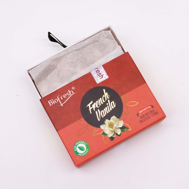 Biofresh French Vanilla Natural Backflow Incense Cones - Spiritual Home Fragrance