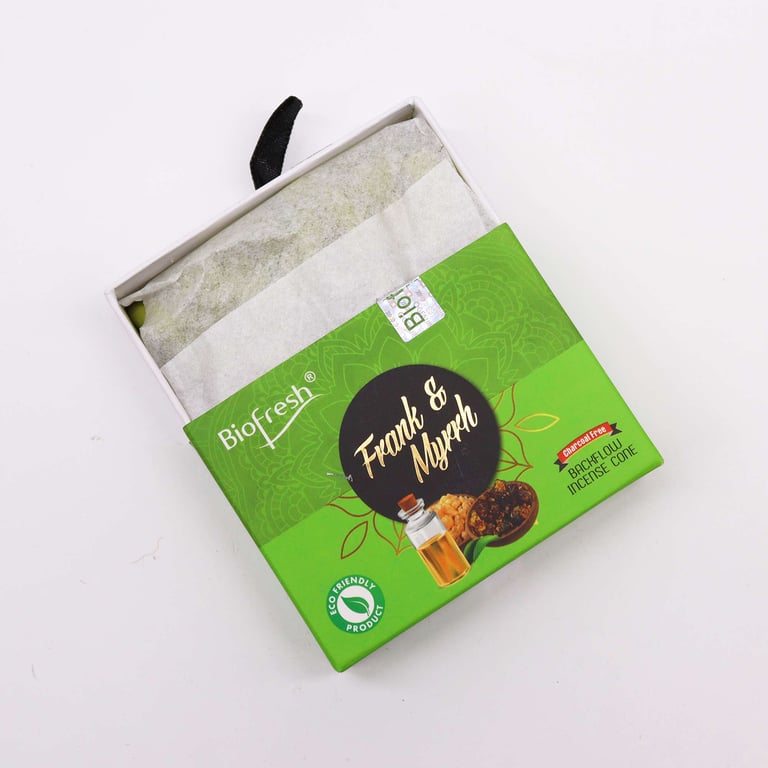 Biofresh Frankincense & Myrrh Backflow Incense Cones - Natural Spiritual Aromatherapy for Meditation and Relaxation