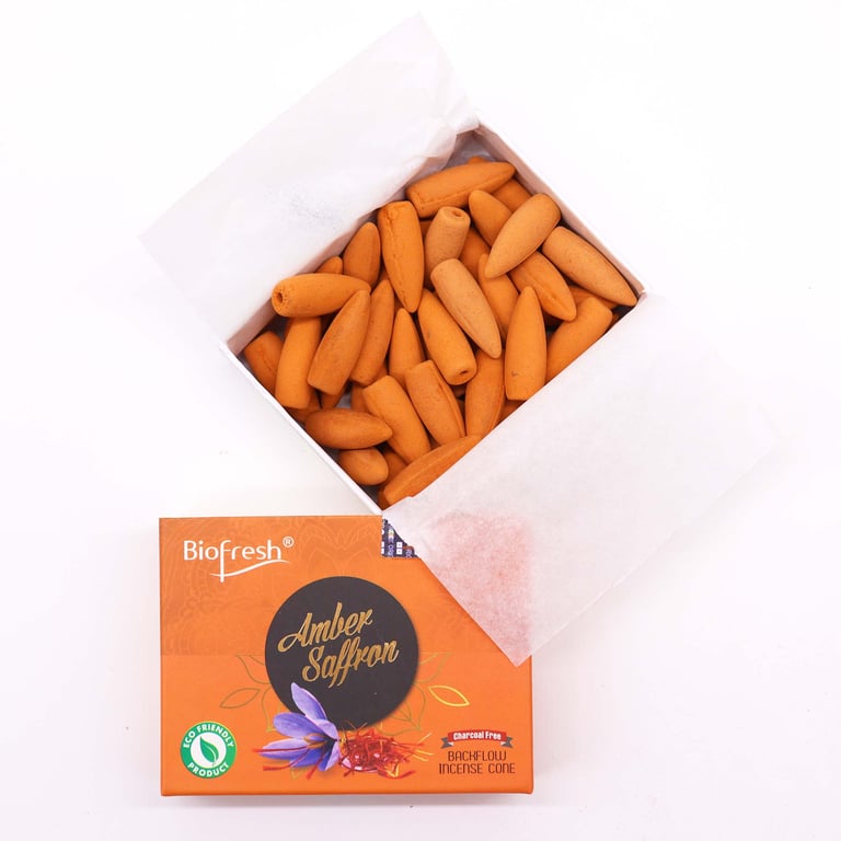 Biofresh Amber Safron Incense Cones - Natural Aromatic Home Fragrance