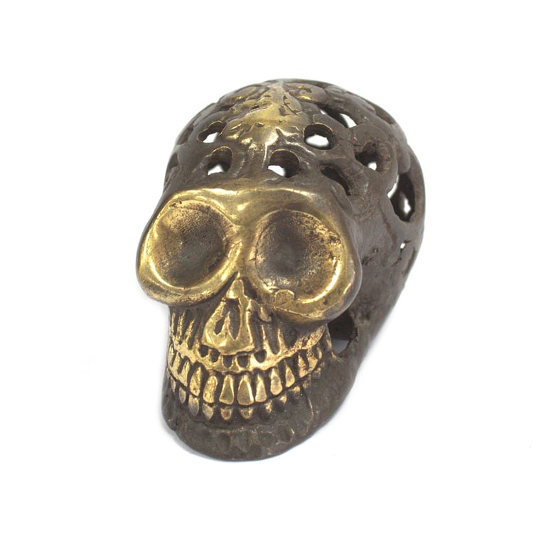 Vintage Brass Small Skull Decoration - Unique Decorative Accent