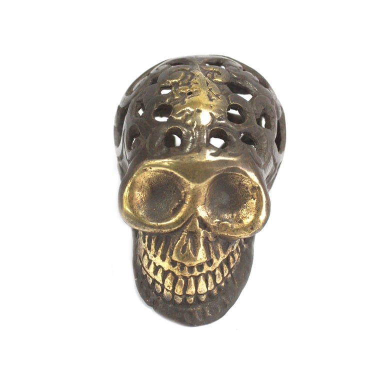 Vintage Brass Small Skull Decoration - Unique Decorative Accent