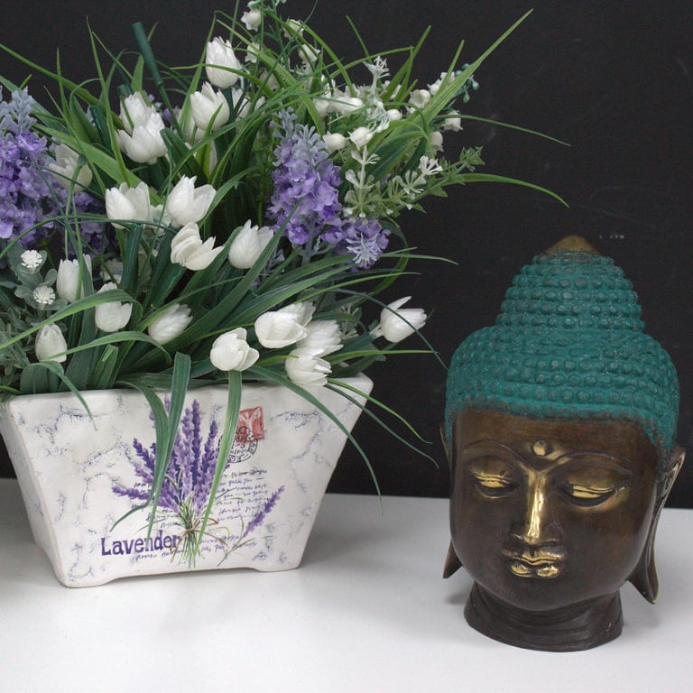 Large Brass Buddha Head Statue - Classic Design - Premium Quality
