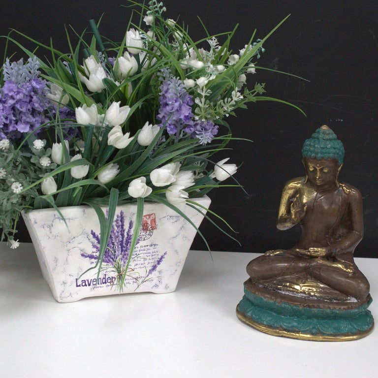 Sitting Buddha Statue - Meditation Aid - Hand Up by Brand Name
