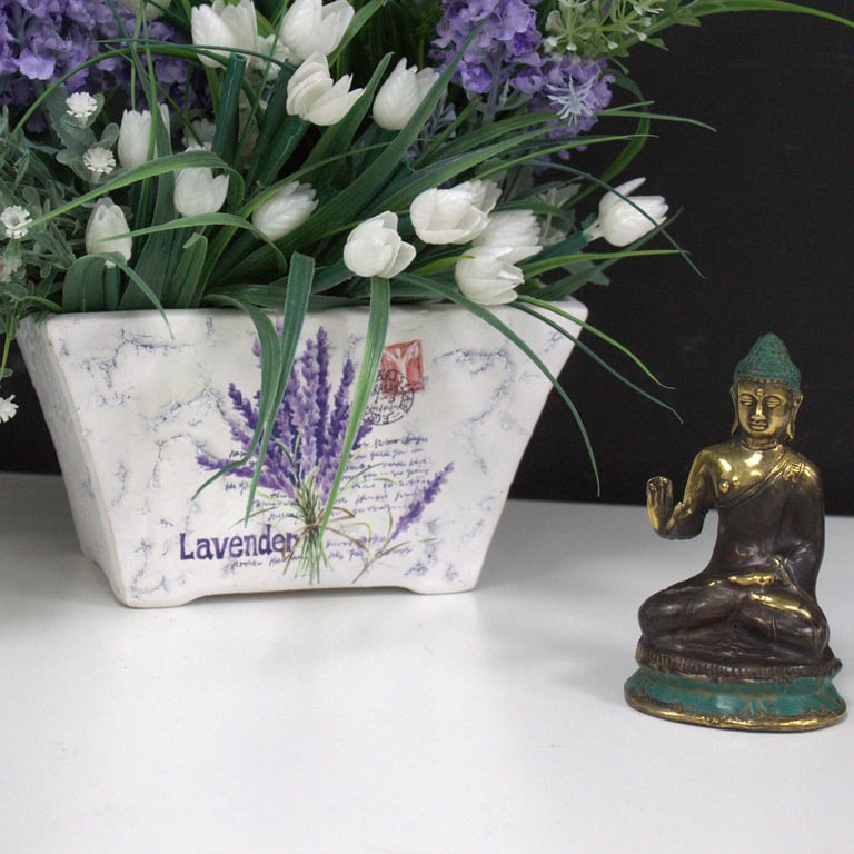 Mini Hand Up Sitting Buddha Statue - Small Buddhist Figurine for Meditation and Home Decor