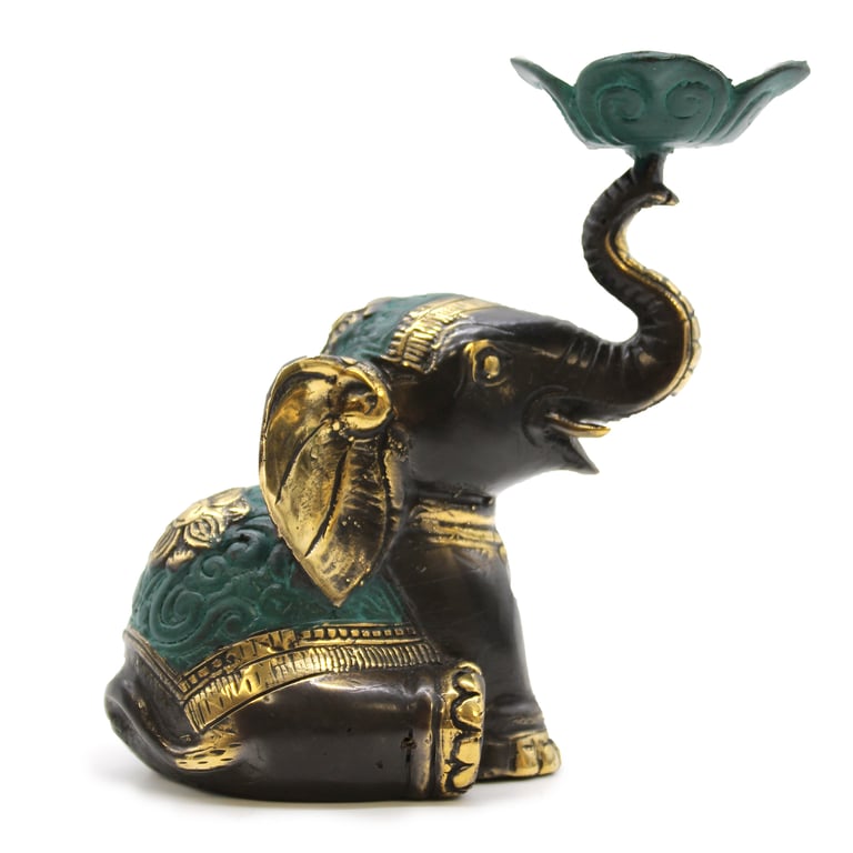 Medium Elephant Candle Holder - Multi-Function Incense Sculpture - Artisanal Collection