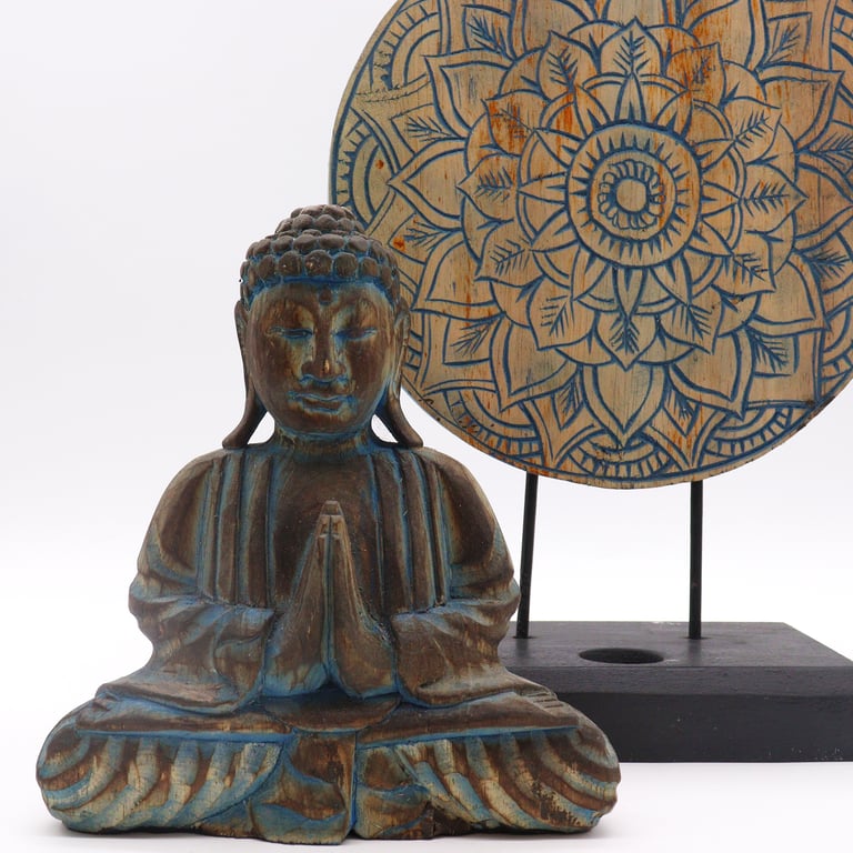 Feng Shui Blue Mandala Buddha Set (Flower Design)