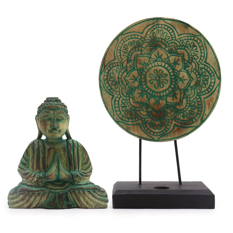 Feng Shui Green Buddha Knot Statue - Buddha Feng Shui Set by Brand Name