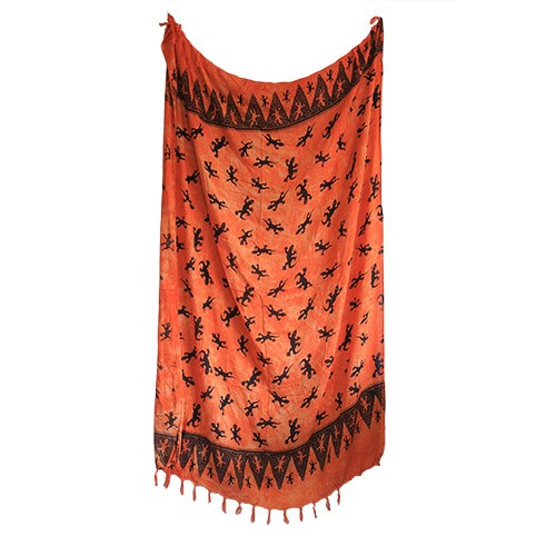 Bali Gecko Orange Tropical Beachwear Sarong - Gecko Print Summer Cover-Up
