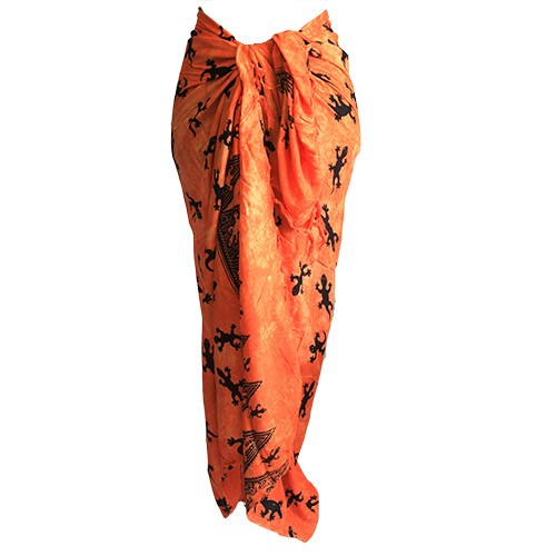Bali Gecko Orange Tropical Beachwear Sarong - Gecko Print Summer Cover-Up