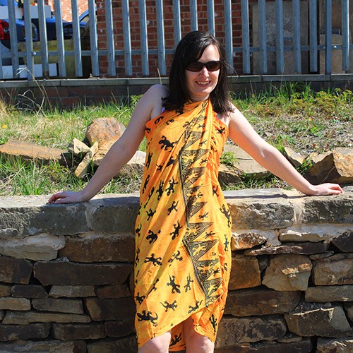 Bali Gecko Orange Tropical Beachwear Sarong - Gecko Print Summer Cover-Up