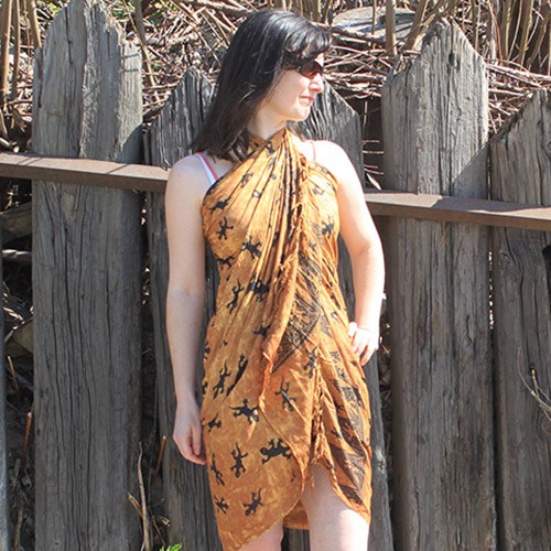 Bali Gecko Chocolate Printed Tropical Beach Sarong