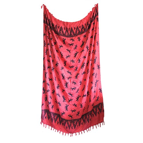 Bali Gecko Sarong - Tropical Beach Cover-Up, Gecko Print, Pink Colorway