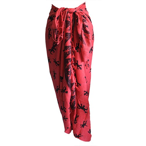 Bali Gecko Sarong - Tropical Beach Cover-Up, Gecko Print, Pink Colorway