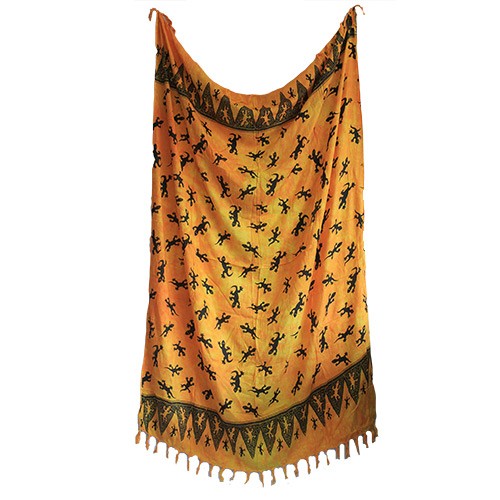 Bali Gecko Sarong - Yellow Tropical Beach Cover-Up