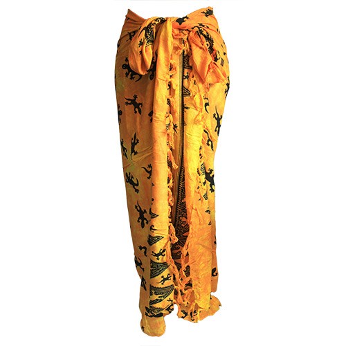 Bali Gecko Sarong - Yellow Tropical Beach Cover-Up