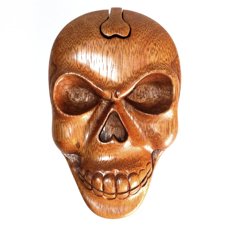 Bali Wood Skull Box - Decorative & Unique Design