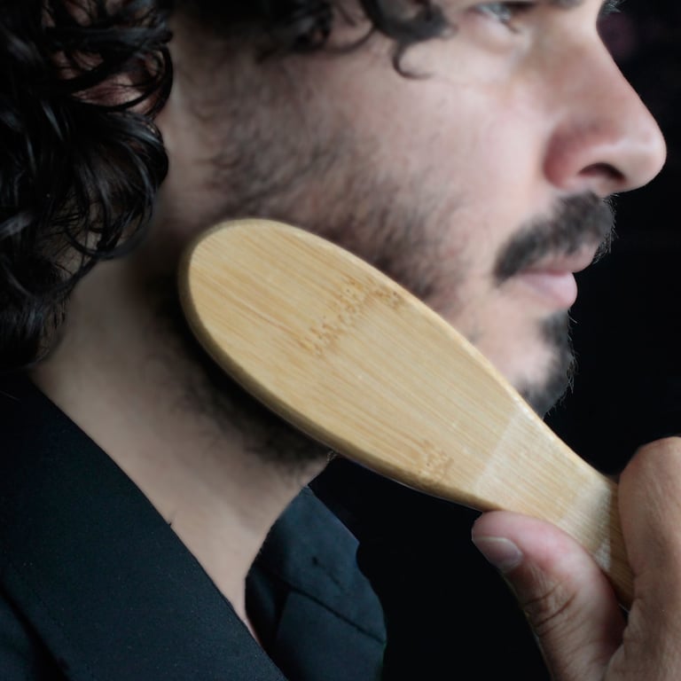 Natural Bristle Beard Brush - Mens Facial Hair Grooming Tool