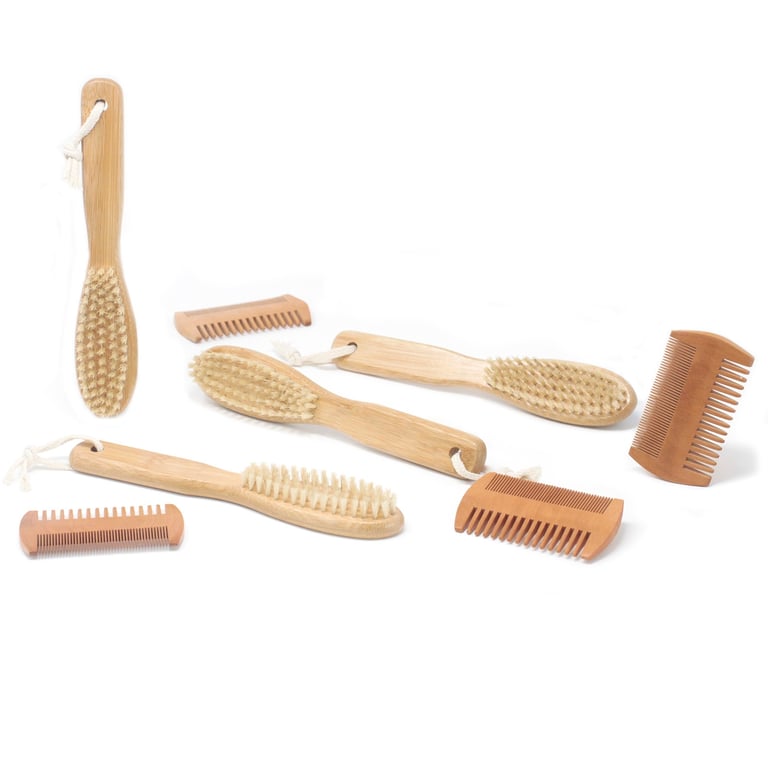 Natural Bristle Beard Brush - Mens Facial Hair Grooming Tool