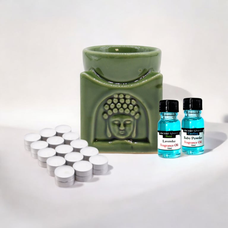 Oil Burner Kit - Fragrance Oils Set & Tealights Pack - Home Ambient Lighter Solution