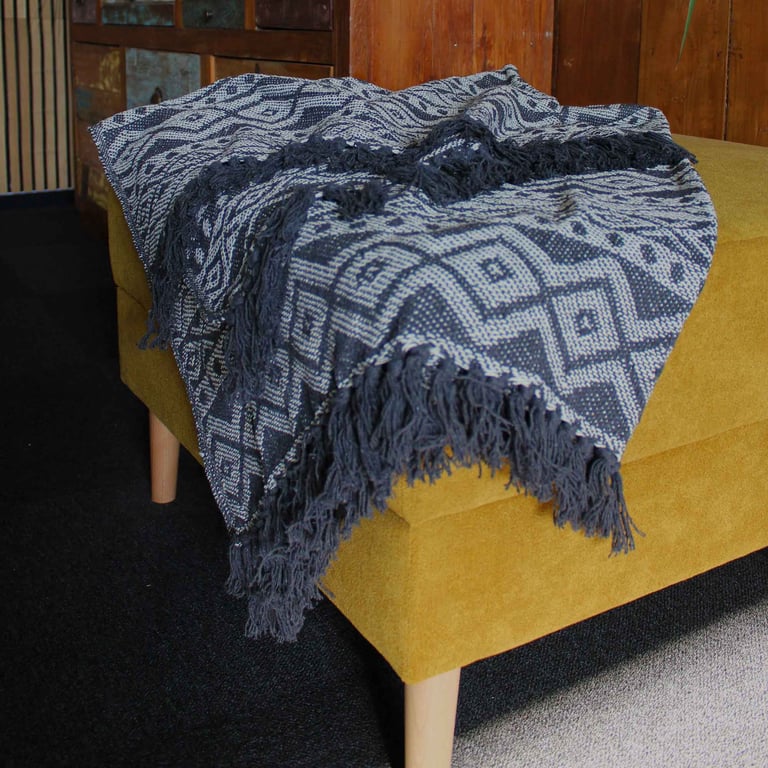 125x150cm Grey Geometric Boho Comfort Throw Blanket