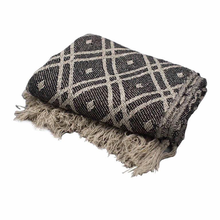 125x150cm Boho Comfort Throw - Black & Beige Regency (Boho Home)