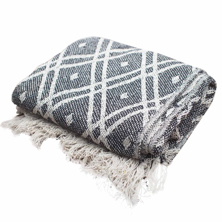 125x150cm Boho Comfort Throw - Black & Beige Regency (Boho Home)