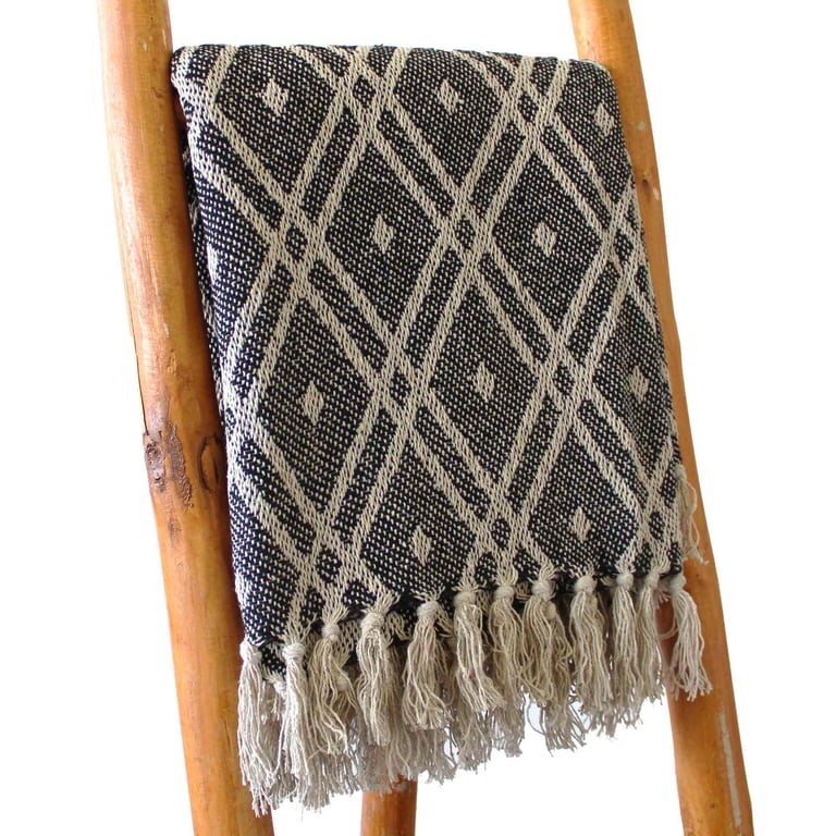 125x150cm Boho Comfort Throw - Black & Beige Regency (Boho Home)