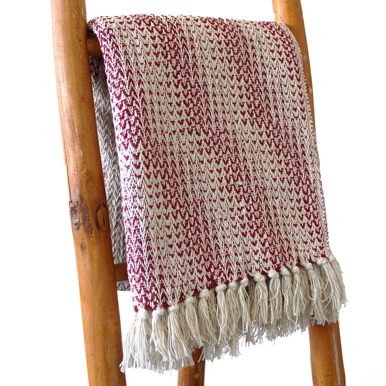 125x150cm Boho Style Two Tone Throw - Ruby - Premium Size