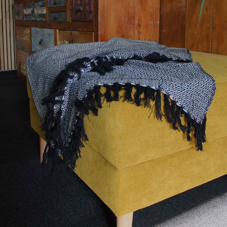 125x150cm Charcoal Boho Comfort Throw - Large Size, Soft & Cozy