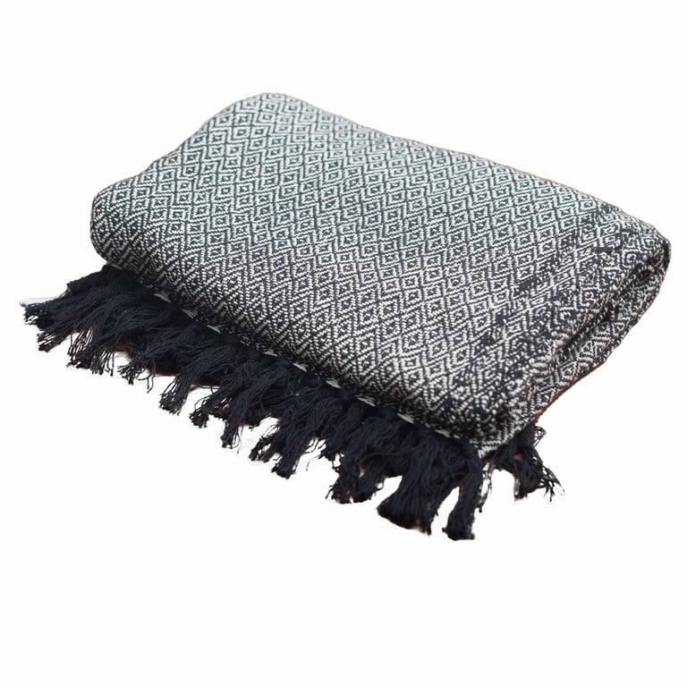 125x150cm Charcoal Boho Comfort Throw - Large Size, Soft & Cozy