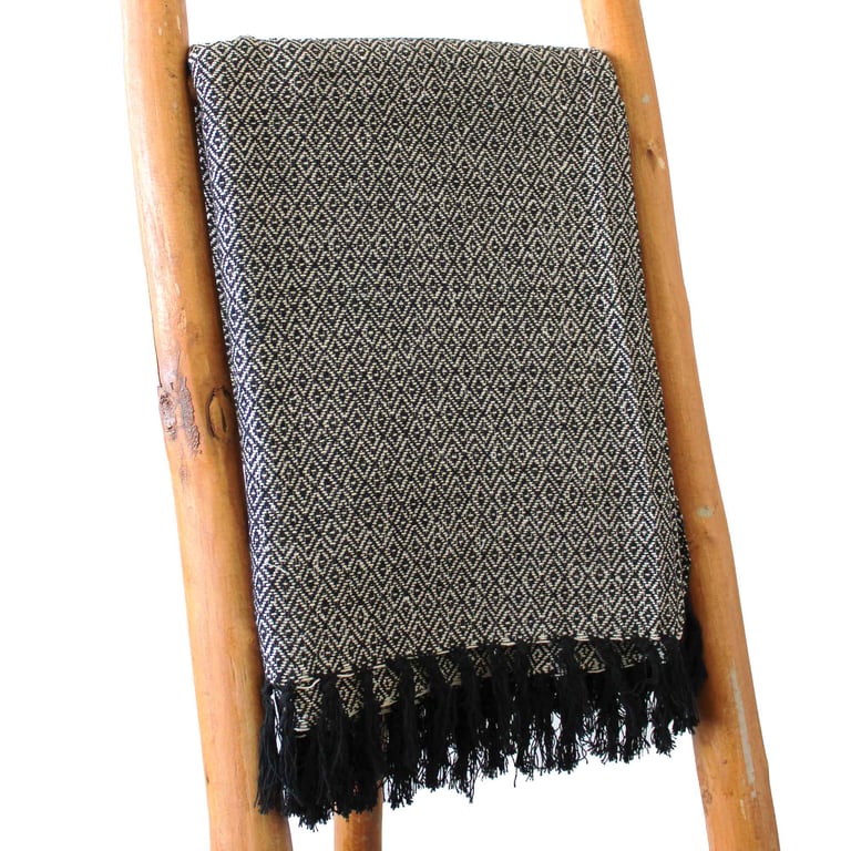 125x150cm Charcoal Boho Comfort Throw - Large Size, Soft & Cozy