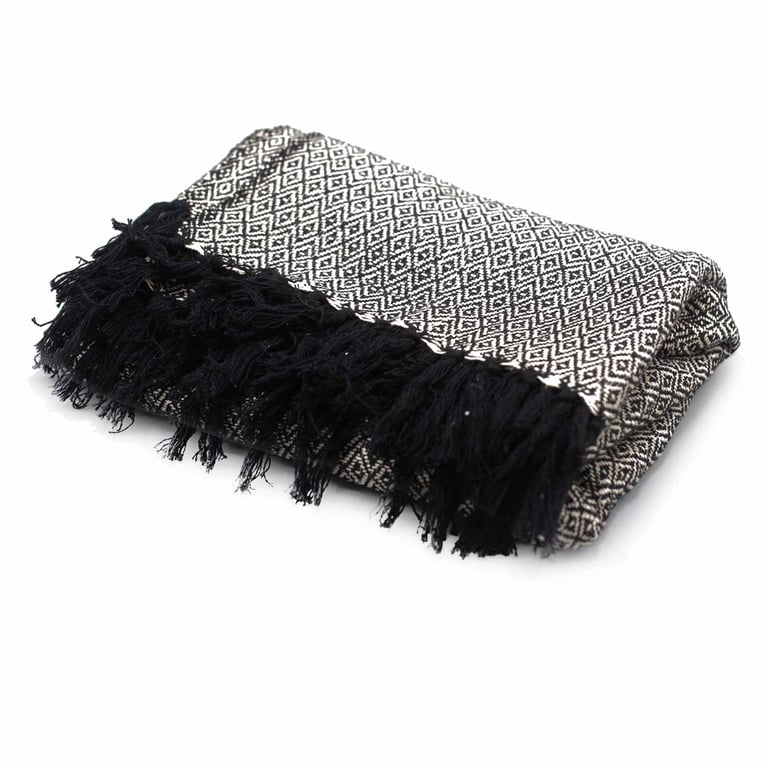125x150cm Charcoal Boho Comfort Throw - Large Size, Soft & Cozy