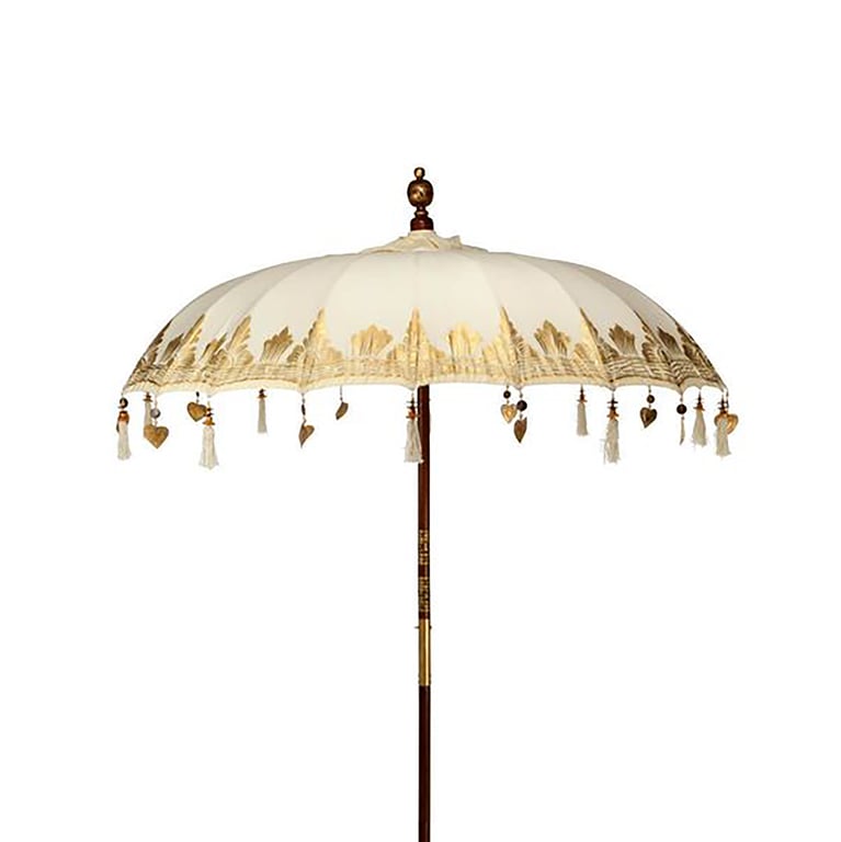 2m Bali Natural Canvas Patio Parasol - Decorative Outdoor Shade