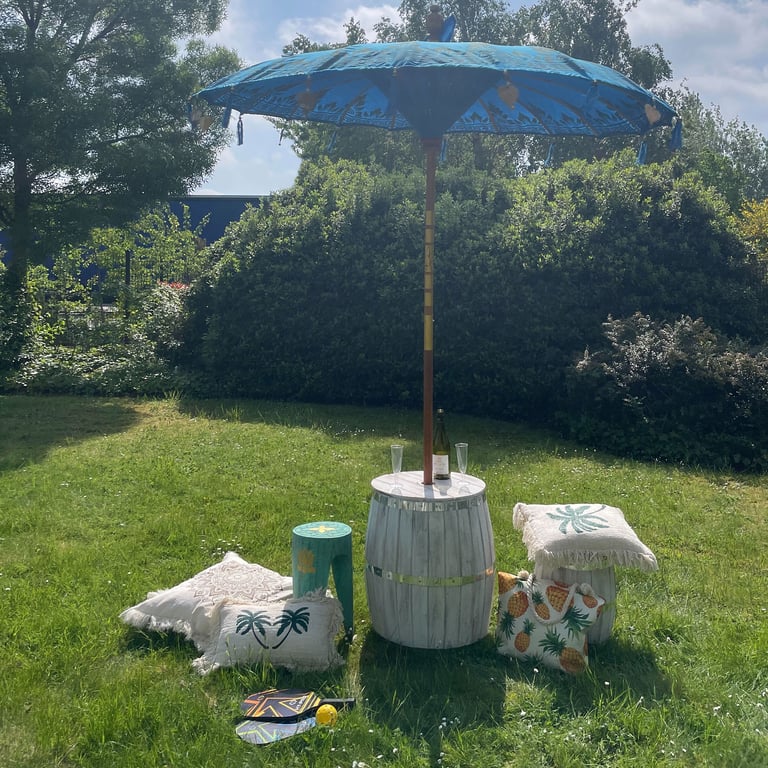 2m Bali Cotton Turquoise Patio Parasol
