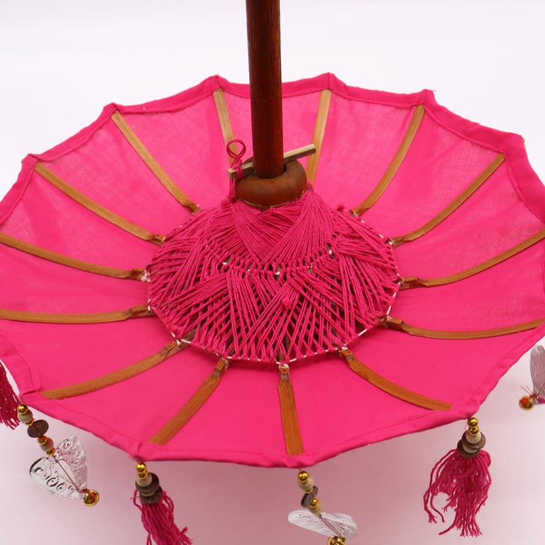 40cm Cotton Parasol (Pink) - Bali Home Decor