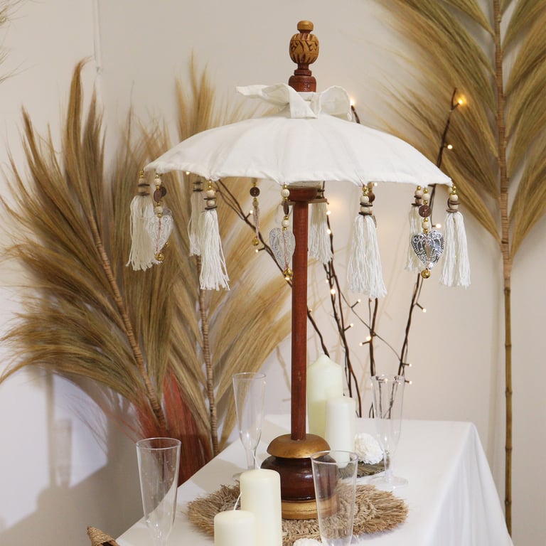 Bali Canvas Parasol (40cm) - Natural Home Decor
