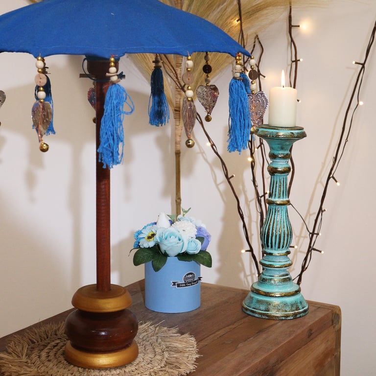 Turquoise Cotton Parasol (40cm) - Bali Home Decor