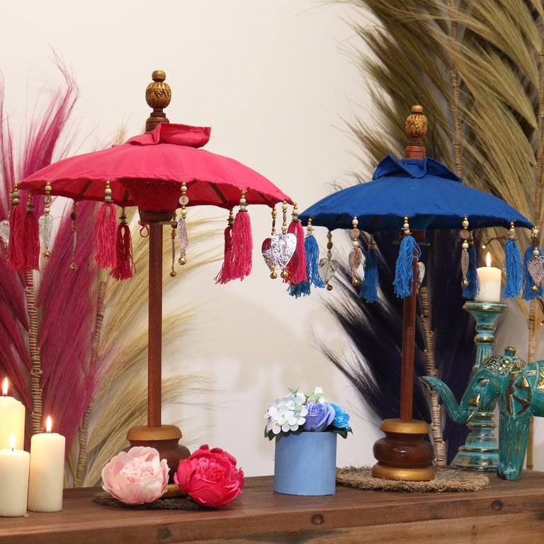 Turquoise Cotton Parasol (40cm) - Bali Home Decor
