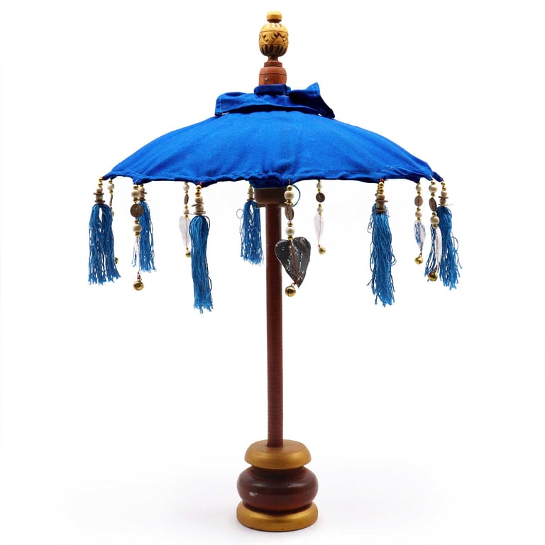 40cm Bali Blue Cotton Parasol - Home Decor