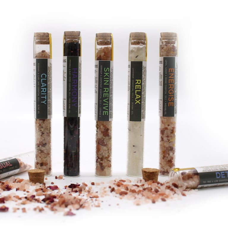 7-Pack Gift Vials - Relaxing Bath Salts - Premium Brand