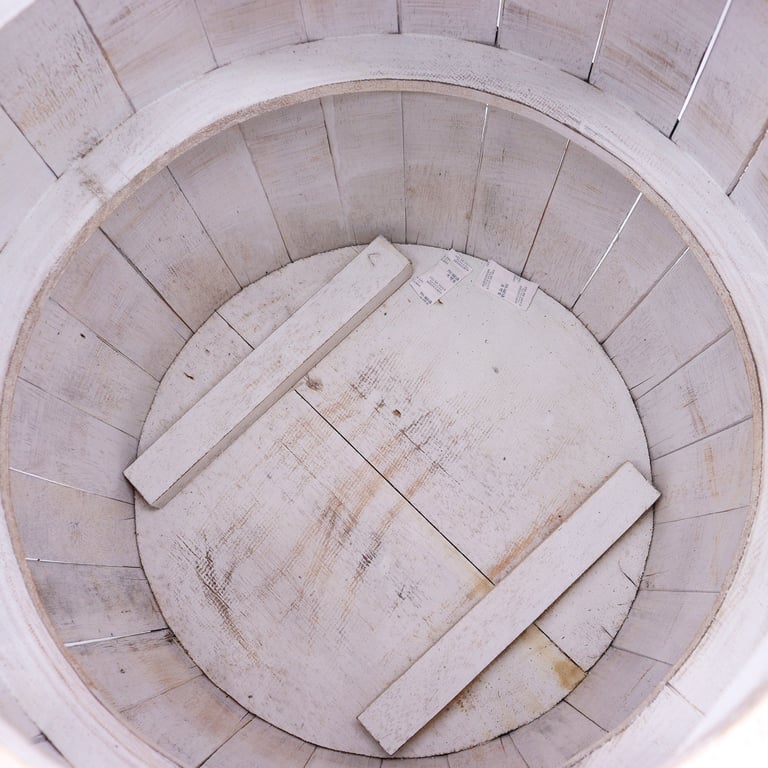 Whitewash Beer Barrel Table - Industrial Chic Design
