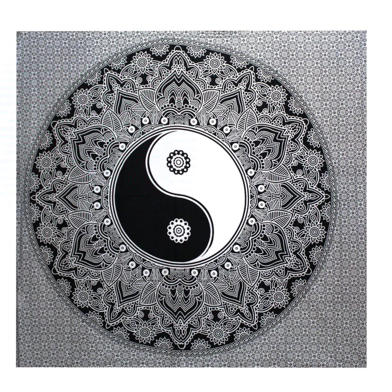Ying Yang Double Cotton Bedspread & Wall Hanging - B&W Home Textiles