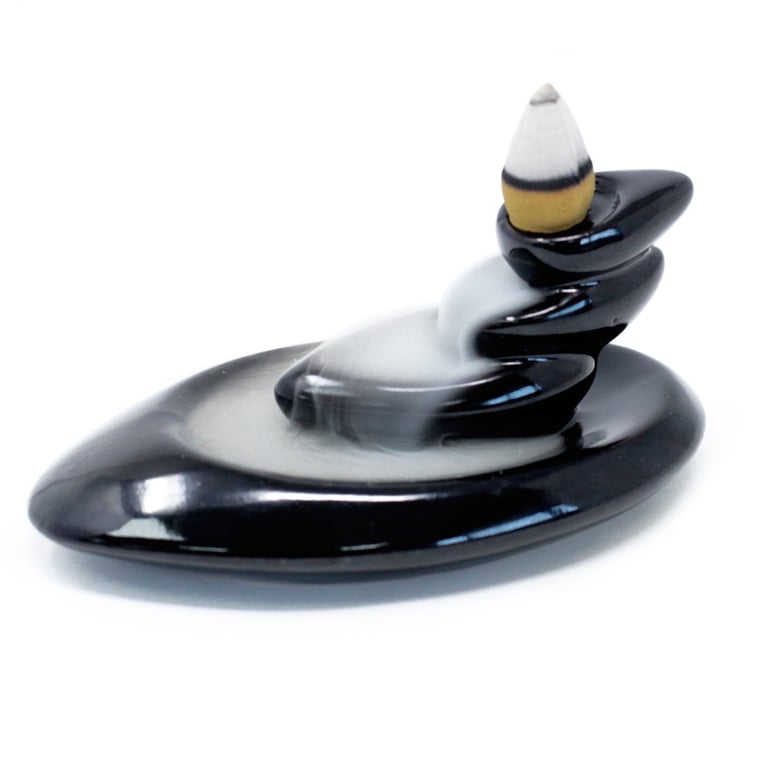 Small Pebbles Back Flow Incense Burner - Natural Aromatic Home Decor Holder