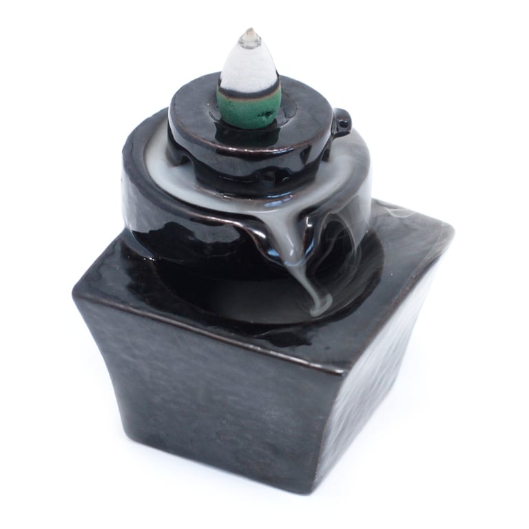 Round to Square Back Flow Incense Burner - Elegant Home & Garden Decor with Unique Aroma Holder