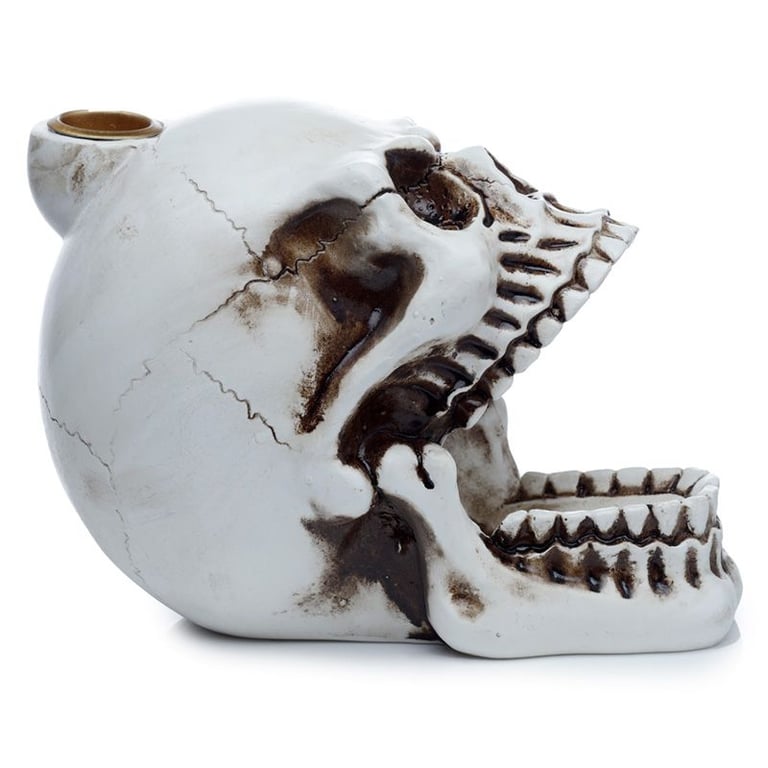 Skull Open Mouth Backflow Incense Burner with Votive Holder and Dispenser