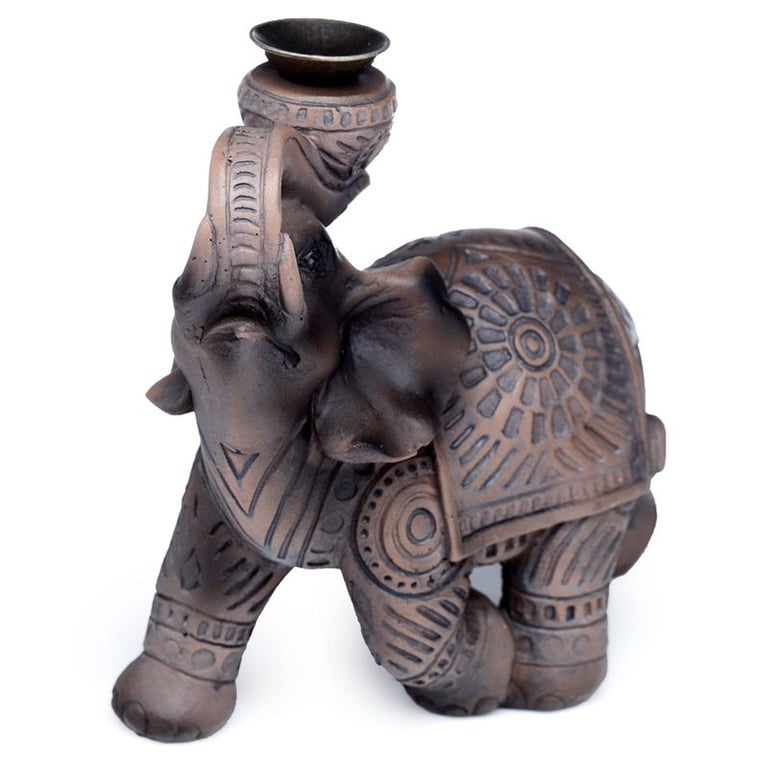 Wood Effect Elephant Backflow Incense Burner - Wooden Elephant Design with Backflow Feature